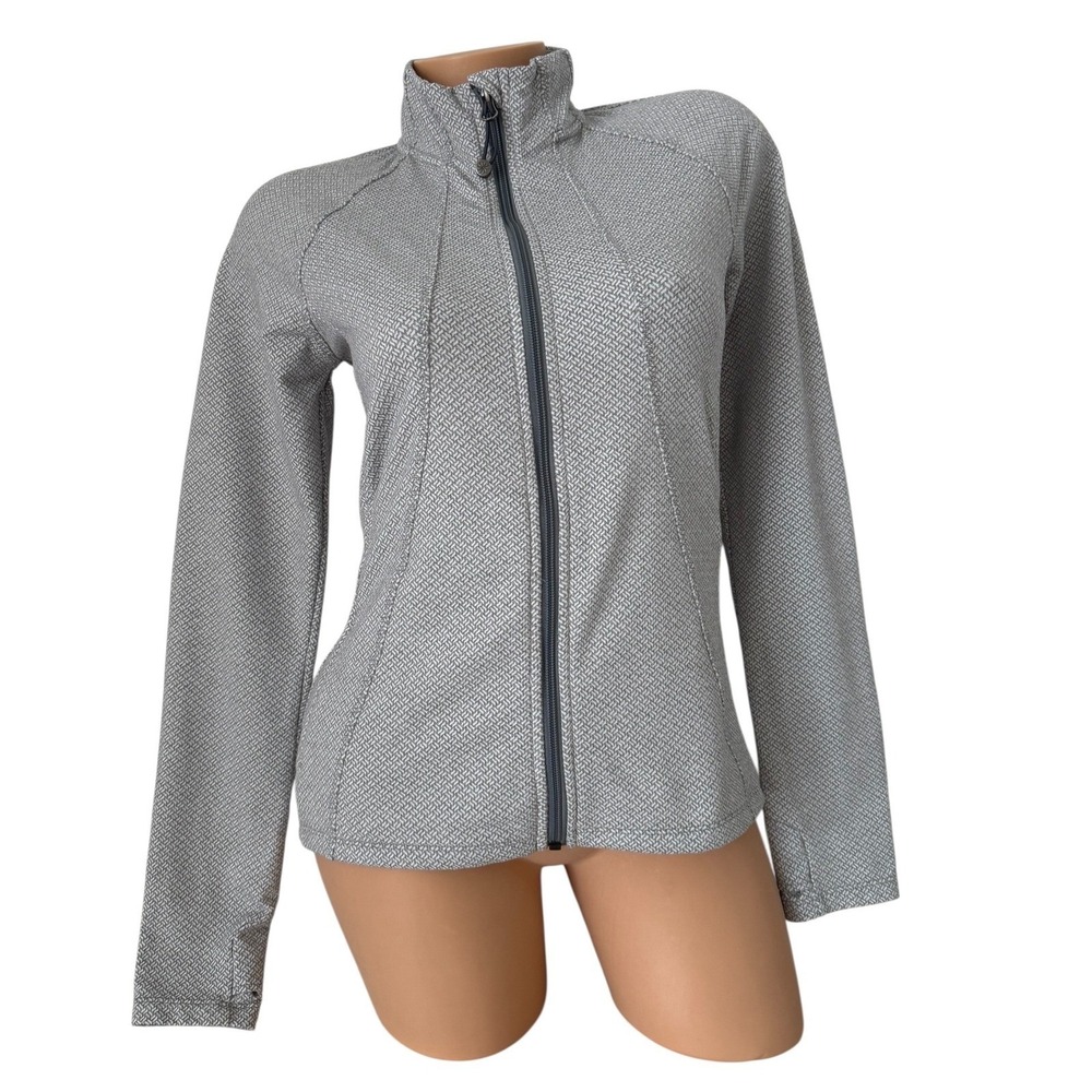 Athleta Geometric Print Full Zip Pockets Jacket Mock Neck Women's Size SMALL
